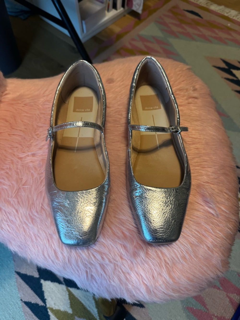Dolce Vita Metallic Silver Mary Jane Flats